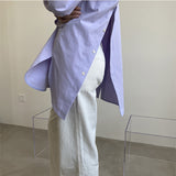 Men's Vintage Purple Back Slit Thin Shirt