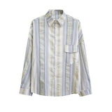 Men's Loose Striped Casual Long Sleeve Shirt