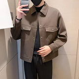 Collared Twill Topstitch Work Jacket