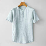 Casual Linen Stand-Collar T-Shirt