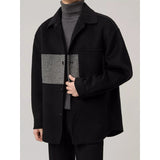 Double-faced Wool Loose-fitting Color-blocked Wool Coat