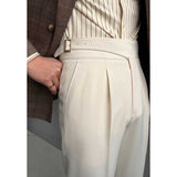 Drape High Waist Straight Vintage Trousers