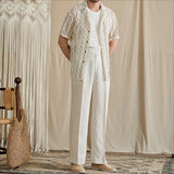 Linen-Lyocell High-Waisted Loose-Fit Trousers