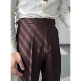 Drape High Waist Straight Vintage Trousers