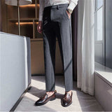 Men's British Business Striped Casual Pants Slim Pants