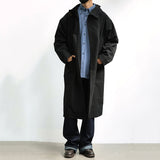 Men's Japanese Retro Hooded Coat, Over-the-knee Long Jacket, Streetwear Windbreaker