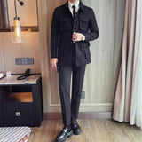 Men’s Cotton Canvas Multi-pocket Cargo Jacket, Rugged Casual Lapel Workwear Coat