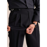 Summer Breathable Italian Double Pleated Naples Straight Trousers