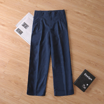 Breathable High Waist Wide Leg Straight Casual Trousers