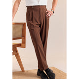 Summer Breathable Italian Double Pleated Naples Straight Trousers