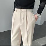 Men's Casual Trousers Drape Wide-leg Trousers Solid Color Straight-leg Trousers