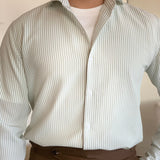 Men's Casual Windsor Collar Long Sleeve Striped Shirt
