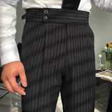 Men's Retro Casual Business Striped Trousers