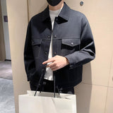 Collared Twill Topstitch Work Jacket