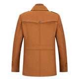 Men's Gentle Layered Collar Single Breasted Quilted Lined Wool Blend Pea Coats
