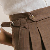 Striped High Waist Slim Fit Paris Button Trousers