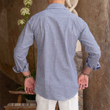 Vintage Plaid Cuban Collar Long Sleeve Shirt