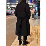 Men's British Style Hoodless Stand Collar Mid-length Coat