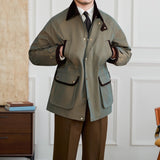 British Vintage Gradient Twill Gabardine Cotton Blend Waterproof Jacket