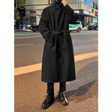 Men's British Style Hoodless Stand Collar Mid-length Coat