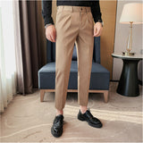 Mens Slim Fit Business Nine Point Casual Pants