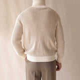Mens Thickened Solid Color Warm Zipper Sweater
