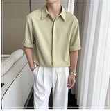 Drapey Casual Ice-Silk Short-Sleeve Shirt