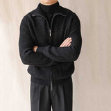 Mens Thickened Solid Color Warm Zipper Sweater