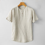 Casual Linen Stand-Collar T-Shirt