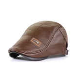 Warm Short Brim PU Leather Beret