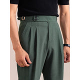 Summer Breathable Italian Double Pleated Naples Straight Trousers
