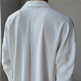 Men's British Cuban Collar Solid Color Long Sleeve Casual Shirt