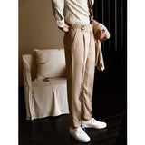 Men's British Business Straight High Waist Suit Pants Solid Color Pants
