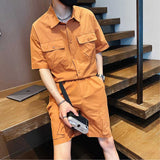 Men's Summer Short-sleeved Shirt Casual Loose Half-sleeved Tooling Suit