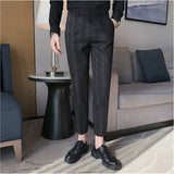 Mens Slim Fit Business Nine Point Casual Pants