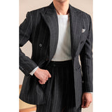 Italian Double-breasted Striped Business Casual Blazer