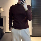 Solid Color Turtleneck Casual Knit Sweater