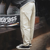 Mens Vintage Straight-leg Multi-pocket Work Jeans