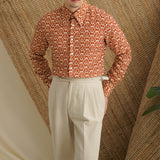 Men's Diamond-print Button-down Lightweight Shirt