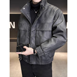 Stand-up Collar Casual Large Pocket American Retro Thick Winter Coat
