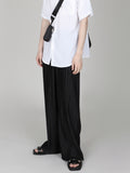 Ice Silk Loose Pleated Drape Wide-leg Pants