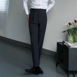 Drape High Waist Straight Vintage Trousers