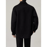 Double-faced Wool Loose-fitting Color-blocked Wool Coat