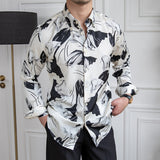 Men's Vintage British Print Lapel Long Sleeve Shirt
