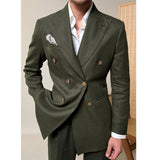 Summer 100% Linen Naples Peaked Lapel Casual Thin Blazer