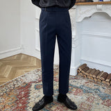 Men's High Waisted Straight Casual Trousers, Loose Fit Retro Pants, Everyday Chinos