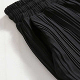 Men's Summer Casual Pants Loose Pleated Wide Leg Straight Drape Elastic Waist Pants