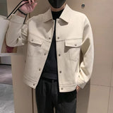 Collared Twill Topstitch Work Jacket