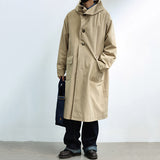 Men's Japanese Retro Hooded Coat, Over-the-knee Long Jacket, Streetwear Windbreaker