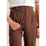 Summer Breathable Italian Double Pleated Naples Straight Trousers